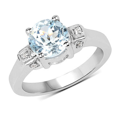 2.28 Carat Genuine Blue Topaz and White Topaz .925 Sterling Silver Ring by Bids.com