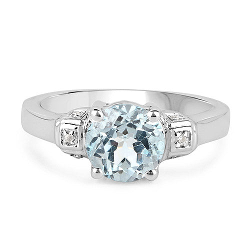 2.28 Carat Genuine Blue Topaz and White Topaz .925 Sterling Silver Ring by Bids.com