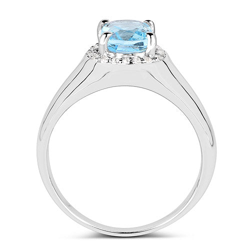 1.62 Carat Genuine Blue Topaz and White Topaz .925 Sterling Silver Ring by Bids.com