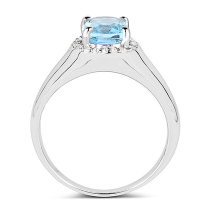 1.62 Carat Genuine Blue Topaz and White Topaz .925 Sterling Silver Ring by Bids.com