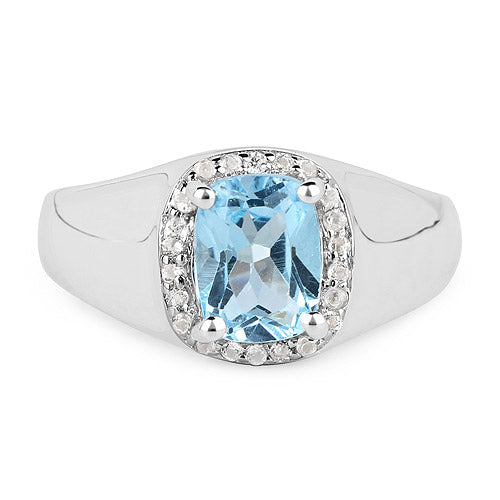 1.62 Carat Genuine Blue Topaz and White Topaz .925 Sterling Silver Ring by Bids.com