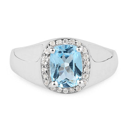 1.62 Carat Genuine Blue Topaz and White Topaz .925 Sterling Silver Ring by Bids.com