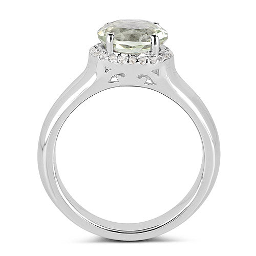 1.87 Carat Genuine Green Amethyst and White Topaz .925 Sterling Silver Ring by Bids.com