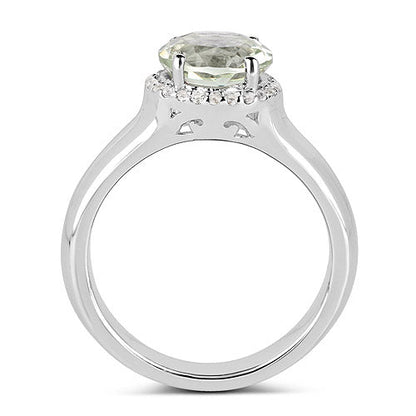 1.87 Carat Genuine Green Amethyst and White Topaz .925 Sterling Silver Ring by Bids.com