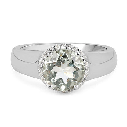 1.87 Carat Genuine Green Amethyst and White Topaz .925 Sterling Silver Ring by Bids.com