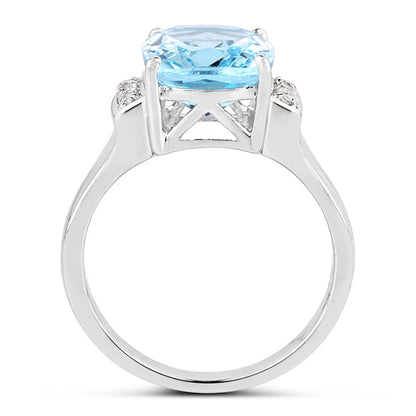 4.28 Carat Genuine Blue Topaz and White Topaz .925 Sterling Silver Ring by Bids.com
