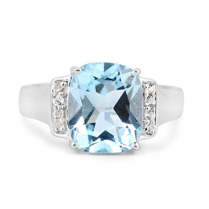 4.28 Carat Genuine Blue Topaz and White Topaz .925 Sterling Silver Ring by Bids.com