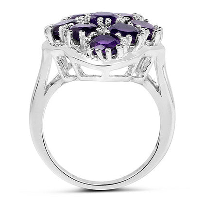4.05 Carat Genuine Amethyst .925 Sterling Silver Ring  DestGlow