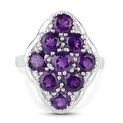 4.05 Carat Genuine Amethyst .925 Sterling Silver Ring  DestGlow