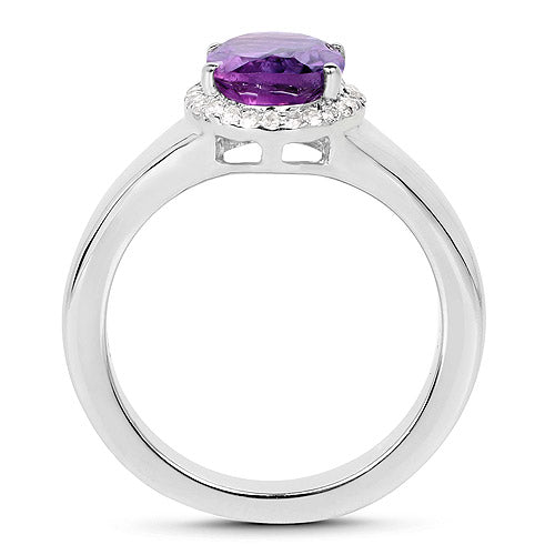 1.73 Carat Genuine Amethyst and White Topaz .925 Sterling Silver Ring by Bids.com