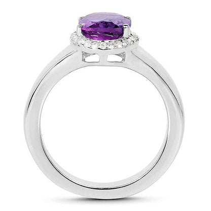 1.73 Carat Genuine Amethyst and White Topaz .925 Sterling Silver Ring by Bids.com