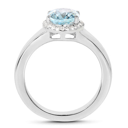 2.63 Carat Genuine Blue Topaz and White Topaz .925 Sterling Silver Ring by Bids.com