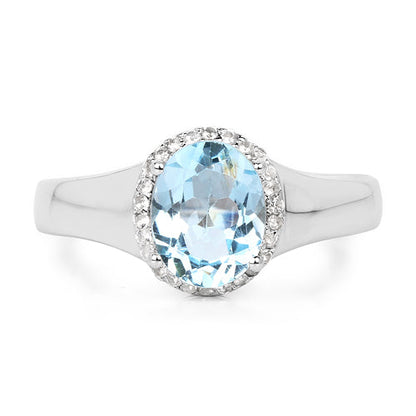 2.63 Carat Genuine Blue Topaz and White Topaz .925 Sterling Silver Ring by Bids.com