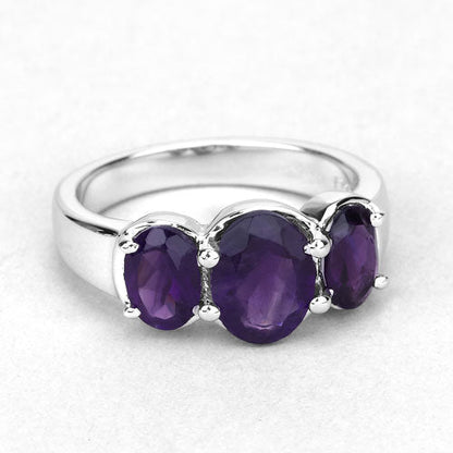 3.20 Carat Genuine Amethyst .925 Sterling Silver Ring  DestGlow