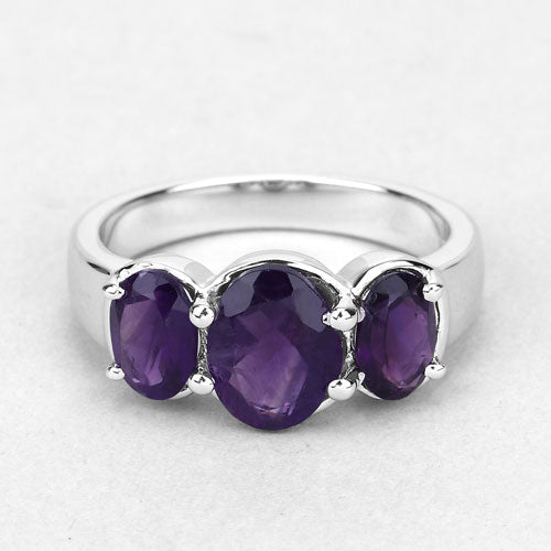 3.20 Carat Genuine Amethyst .925 Sterling Silver Ring  DestGlow