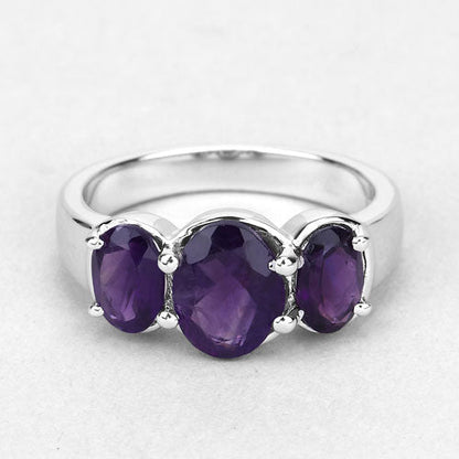 3.20 Carat Genuine Amethyst .925 Sterling Silver Ring  DestGlow
