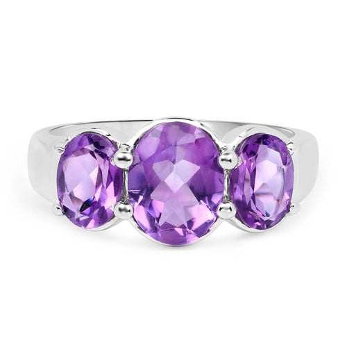 3.20 Carat Genuine Amethyst .925 Sterling Silver Ring  DestGlow