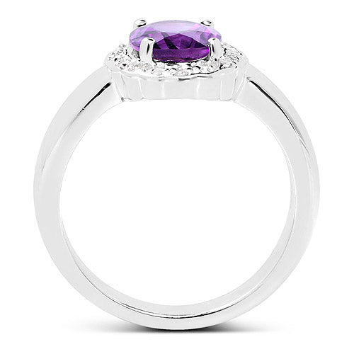 1.68 Carat Genuine Amethyst and White Topaz .925 Sterling Silver Ring by Bids.com