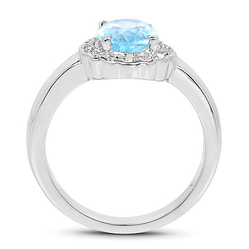 2.58 Carat Genuine Blue Topaz and White Topaz .925 Sterling Silver Ring by Bids.com