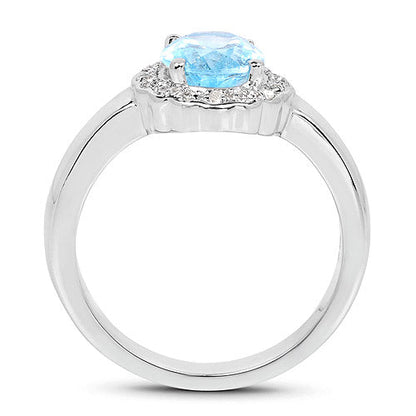 2.58 Carat Genuine Blue Topaz and White Topaz .925 Sterling Silver Ring by Bids.com
