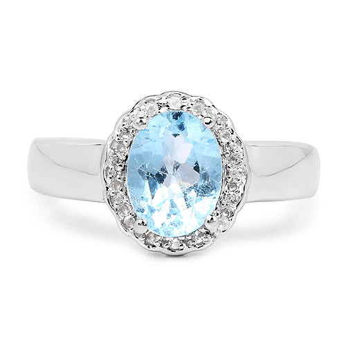 2.58 Carat Genuine Blue Topaz and White Topaz .925 Sterling Silver Ring by Bids.com