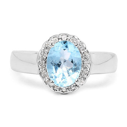 2.58 Carat Genuine Blue Topaz and White Topaz .925 Sterling Silver Ring by Bids.com