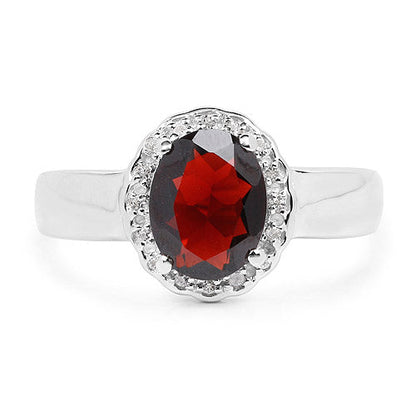 2.58 Carat Genuine Garnet and White Topaz .925 Sterling Silver Ring by Bids.com