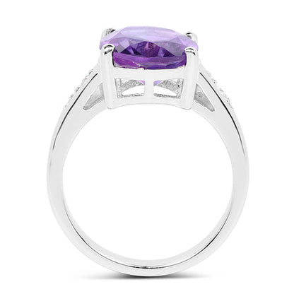3.84 Carat Genuine Amethyst and White Topaz .925 Sterling Silver Ring by Bids.com