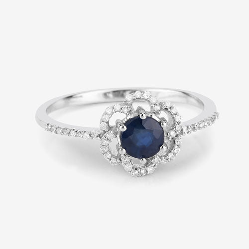 0.78 Carat Genuine Blue Sapphire and White Diamond 14K White Gold Ring by Bids.com
