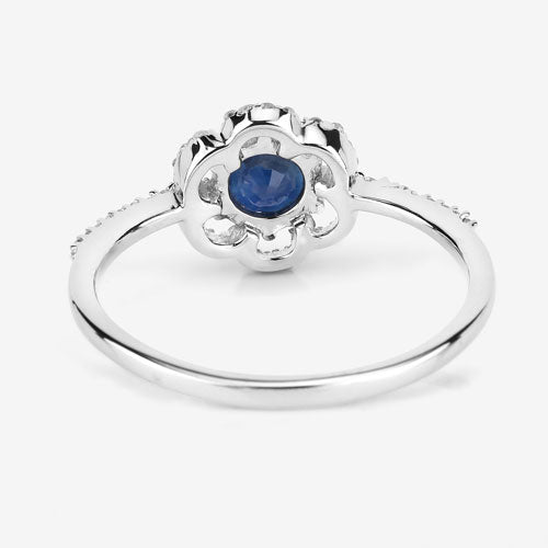 0.78 Carat Genuine Blue Sapphire and White Diamond 14K White Gold Ring by Bids.com