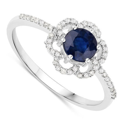 0.78 Carat Genuine Blue Sapphire and White Diamond 14K White Gold Ring by Bids.com
