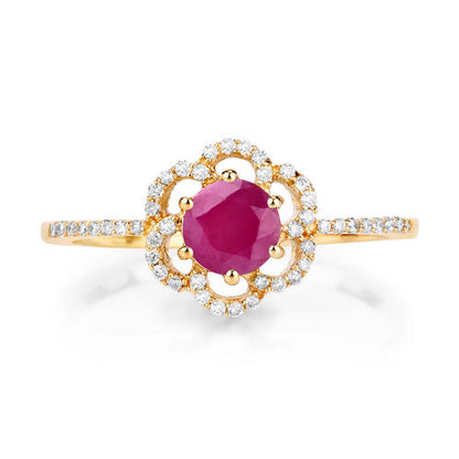 0.68 Carat Genuine Ruby and White Diamond 14K Yellow Gold Ring by Bids.com