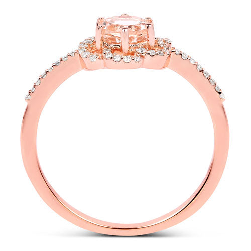 0.54 Carat Genuine Morganite and White Diamond 14K Rose Gold Ring by Bids.com