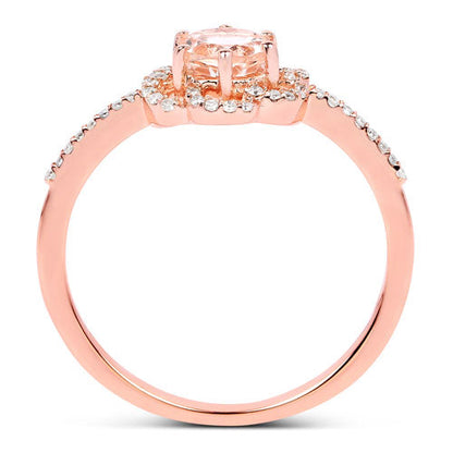 0.54 Carat Genuine Morganite and White Diamond 14K Rose Gold Ring by Bids.com