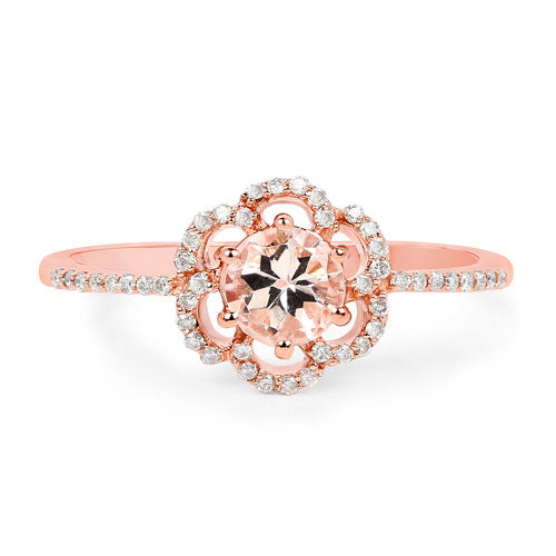 0.54 Carat Genuine Morganite and White Diamond 14K Rose Gold Ring by Bids.com