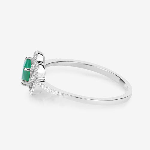 0.55 Carat Genuine Zambian Emerald and White Diamond 14K White Gold Ring by Bids.com