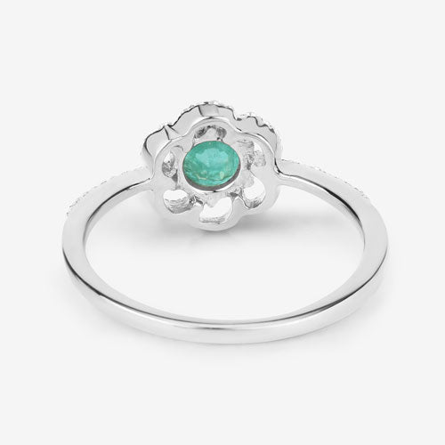 0.55 Carat Genuine Zambian Emerald and White Diamond 14K White Gold Ring by Bids.com