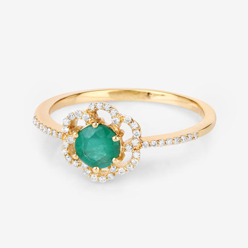 0.55 Carat Genuine Zambian Emerald and White Diamond 14K Yellow Gold Ring by Bids.com