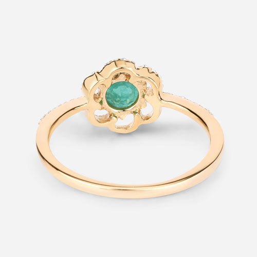 0.55 Carat Genuine Zambian Emerald and White Diamond 14K Yellow Gold Ring by Bids.com