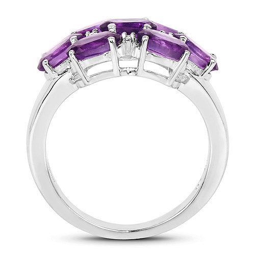 3.05 Carat Genuine Amethyst and White Topaz .925 Sterling Silver Ring by Bids.com