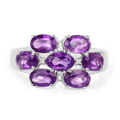 3.05 Carat Genuine Amethyst and White Topaz .925 Sterling Silver Ring by Bids.com
