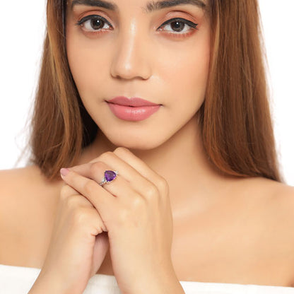 2.71 Carat Genuine Amethyst and White Topaz .925 Sterling Silver Ring by Bids.com