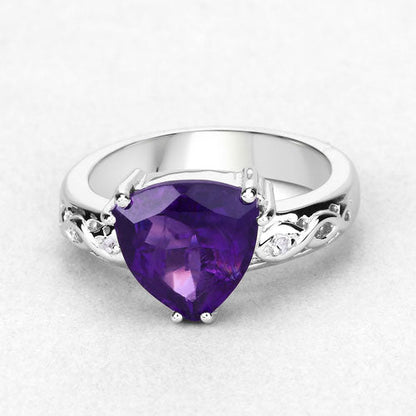 2.71 Carat Genuine Amethyst and White Topaz .925 Sterling Silver Ring by Bids.com