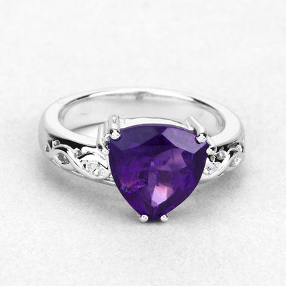2.71 Carat Genuine Amethyst and White Topaz .925 Sterling Silver Ring by Bids.com