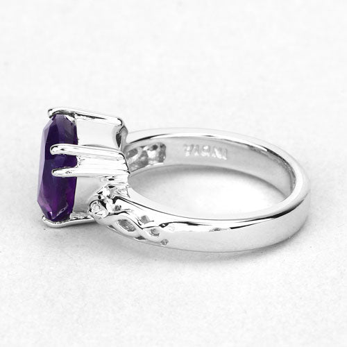 2.71 Carat Genuine Amethyst and White Topaz .925 Sterling Silver Ring by Bids.com