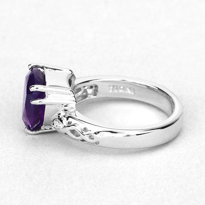 2.71 Carat Genuine Amethyst and White Topaz .925 Sterling Silver Ring by Bids.com