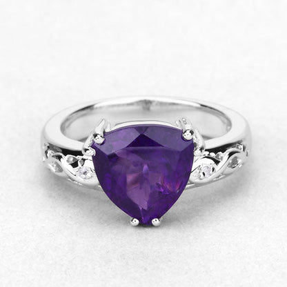 2.71 Carat Genuine Amethyst and White Topaz .925 Sterling Silver Ring by Bids.com
