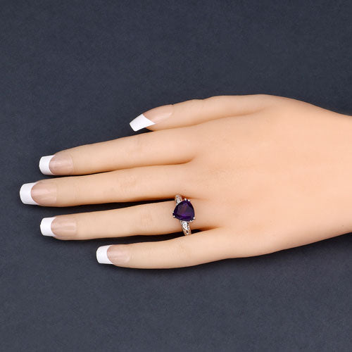 2.71 Carat Genuine Amethyst and White Topaz .925 Sterling Silver Ring by Bids.com