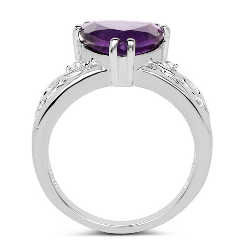 2.71 Carat Genuine Amethyst and White Topaz .925 Sterling Silver Ring by Bids.com