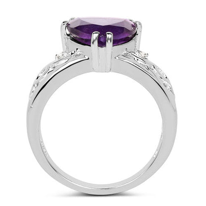 2.71 Carat Genuine Amethyst and White Topaz .925 Sterling Silver Ring by Bids.com